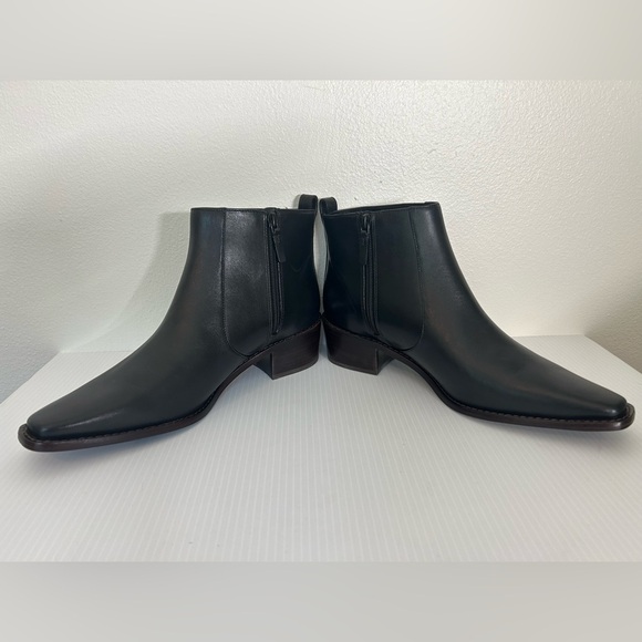 $480 Tory Burch Zip Booties BLACK LEATHER NARROW SQUARE TOE SIZE 10M NWOT - Picture 9 of 14